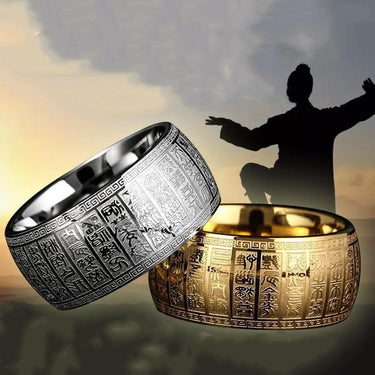 Heart Sutra Ancient Taoist Steel Ring YourSoulPlace.com